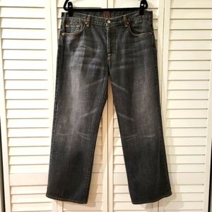 𝅺7 For All Mankind Subtlety Distressed Black Relaxed Fit Jeans Size 38